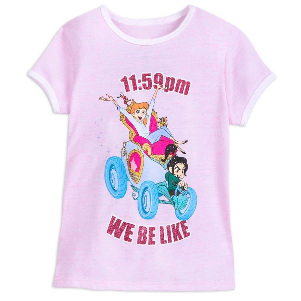 NWT THE DISNEY STORE PINK GRAPHIC CINDERELLA -VANELLOPE T-SHIRT TOP GIRLS SZ: XL